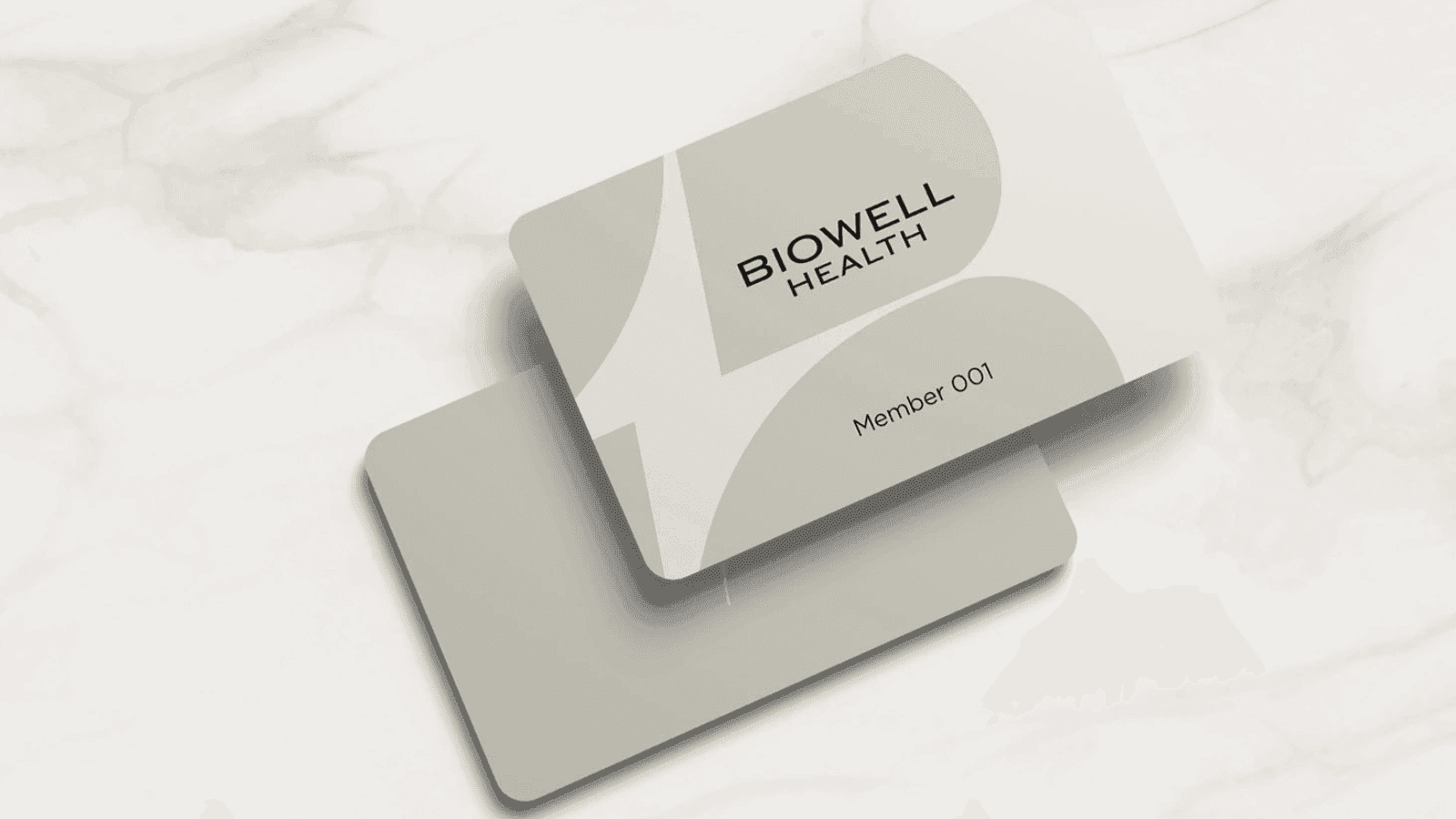 A Biowell Health gift card template featuring the cryotherapy chamber